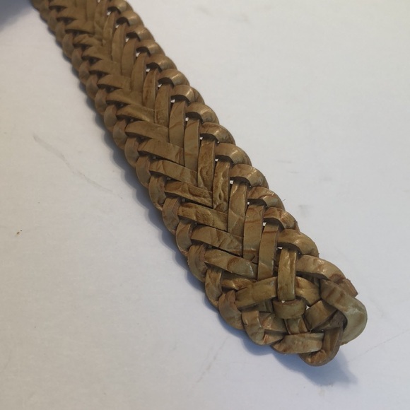 Tan Blonde Braided Genuine Leather Belt size M - Picture 8 of 9